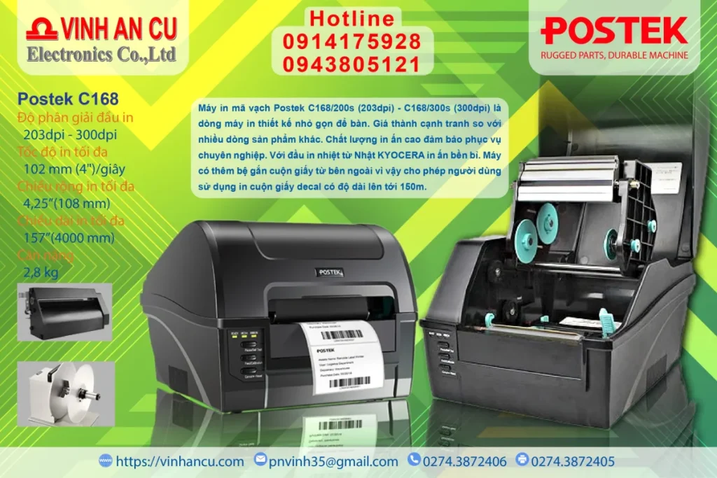 giới thiệu máy in mã vạch Postek C168